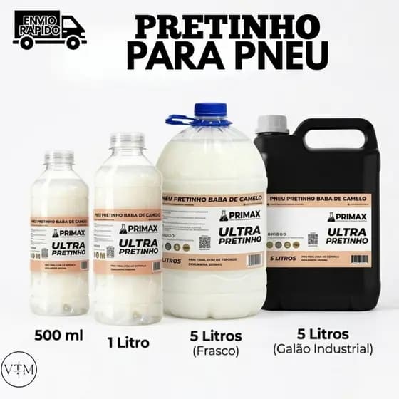 Pretinho para Pneus Renovador de Brilho Proteção para Carros Motos Bicicletas Limpa e Conserva Pneus e Borrachas