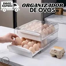 Organizador de Ovos Premium Para Geladeira Armazenamento e Organização da Cozinha Casa e Uso Diário