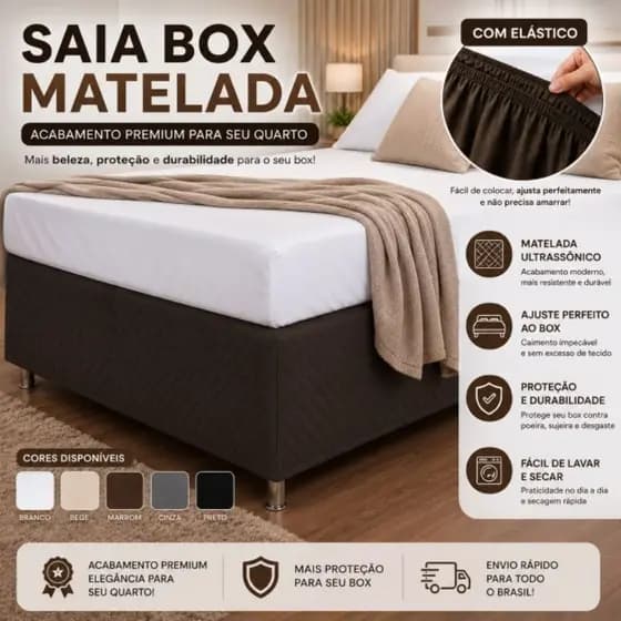 Saia Box Matelada com Elástico Casal
