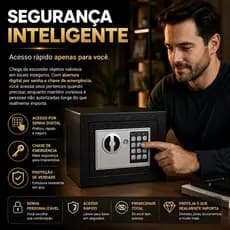 Cofre Digital Eletrônico com Senha e Chave Segurança para Dinheiro e Joias