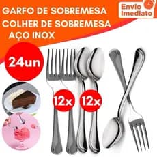 Kit Talheres Garfo e Colher de Sobremesa Inox Qualidade Restautante Buffet Pizzaria Lanchonete