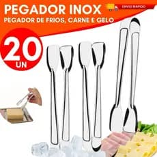 Kit 20 10 ou 06 Pegador de Frios Gelo Carne Fritura Inox Casa Cozinha Restaurante Buffet Rodizio Fondue