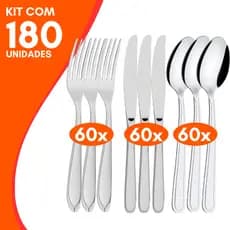 Kit 180 Talheres Garfos  Facas e Colheres em Aço Inox Premium Alta Qualidade Para Restaurantes