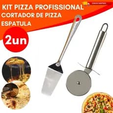 Kit 2 Peças Espatula e Cortador de Pizza em Inox Pizzaria de Alta Qualidade