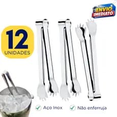 Kit 12 ou 5  Pegador de Gelo Aço Inox Para Frios Carnes Utensílio Cozinha Multiuso Bares Restaurante