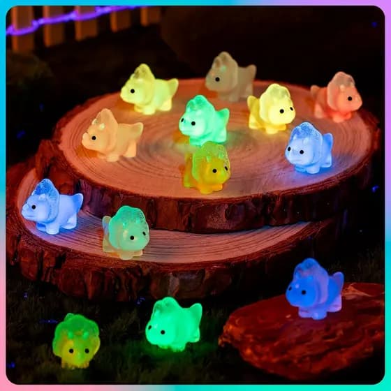30/50 Peças Mini Estátuas De Dinossauro De Resina Que Brilham No Escuro , Decorações De Jardim Multicoloridas E Lembranc