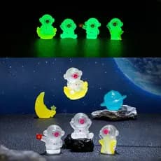 1/6 Pçs Mini Astronauta Luminoso Miniaturas Brilham No Escuro Ornamentos De Resina Decoração Do Jardim De Fadas Micro Pa