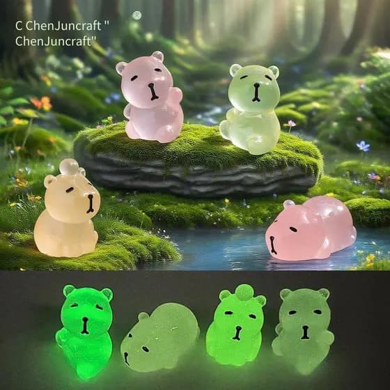 4/20/30 Pçs Luminosa Capivara Resina Estatuetas Ornamento Mini Esculturas Artesanato Animais DIY Microlandscape Decoraçã