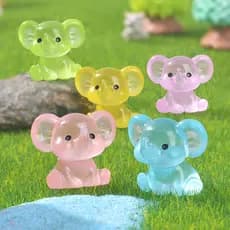 1/5 Pçs Dos Desenhos Animados Elefante Luminoso Miniaturas Brilham No Escuro Ornamentos De Resina Decoração Do Jardim De