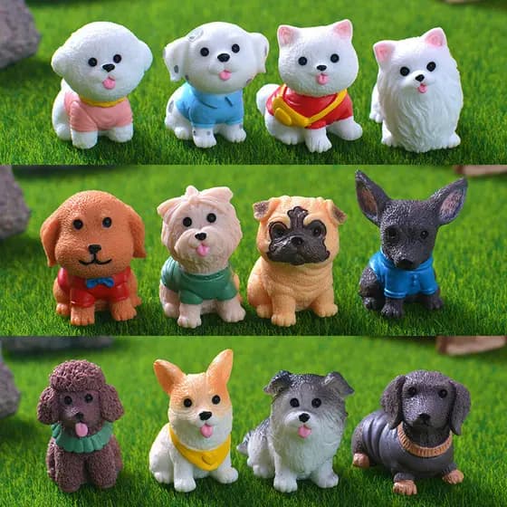 1/12 Peças Estatuetas De Cachorro Em Miniatura , Animais Artesanais De Desenho Animado , Estátua , Resina Realista , Mic