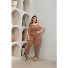 Macacão Plus Size Feminino Alças Finas Calça Longa Skyny