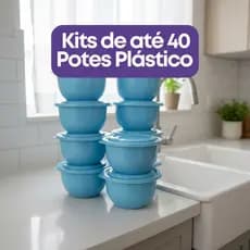 Kit Potes Hermeticos Plastico Com Tampa Empilhaveis Ultra Resistentes Alimentos
