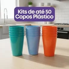 Kit Copos Plásticos Infantil 350ml Coloridos Seguros Leves Uso Escolar