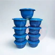 Conjunto 5 Potes 1000ML Azul De Plástico Livre BPA Para Cozinha Freezer e MicroOndas Redondo Vasilha