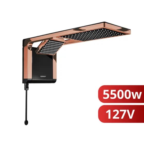 Chuveiro Elétrico Ducha Acqua Duo Rose Gold Preto 127V 5500w Lorenzetti