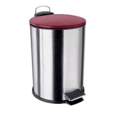 Lixeira Inox Escovado 3L Com Tampa Vermelha Ref. LIX2317-VM Euro Home