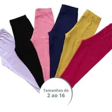 Kit 3 ou 5 Calça Legging Escolar Lisa Infantil Menina Volta as Aulas Sortidas Roupa Feminina