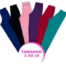 Kit 3 ou 5 Calça Legging Sortidas Lisa Infantil Menina Volta as Aulas Roupa Feminina