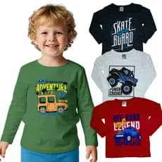 Kit 3 Camiseta Infantil Manga Longa Menino Sortido Blusa Meia Estação Roupa Masculina Bebê