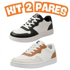Kit 2 Pares Tenis Casual Masculino e Feminino Full Force Confortável Macio Leve Antiderrapante