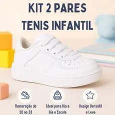 Kit 2 Pares Tenis Infantil Menina Menino Kids Confortável Casual Escola Dia a Dia Antiderrapante