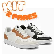 Kit 2 Pares Tenis Casual Feminino e Masculino Sapato Confortável Dia a Dia Trabalho Macio Leve