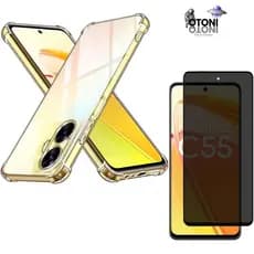 Capa Capinha Anti Impacto+Película Privacidade 3D P/ Realme C55 Tela De 6,72 Polegadas - Tech Otoni
