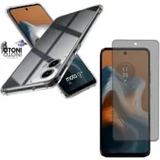 Capa Capinha Anti Impacto + Película Privacidade 3D P/ Motorola Moto G34 Tela De 6,5  - Tech Otoni