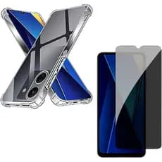 Capa Capinha Anti Impacto + Película Privacidade 3D Para Poco C65 Tela De 6,74 Polegadas