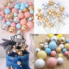 20 Pçs/set Ouro/Prata Macarone Bola Bolo Top Festa De Aniversário Inserir Artigos Decorativos Ferramentas Decorativas De