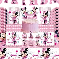 Rosa Minnie Mouse Festa De Aniversário Talheres Pratos De Papel Copos Decorações De Tecido Fontes De