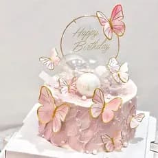 22 Pçs Rosa Bronzeamento Borboleta Bolo Topper 3D Decorações De Festa De Aniversário Decoração Do De Casamento Meninas E