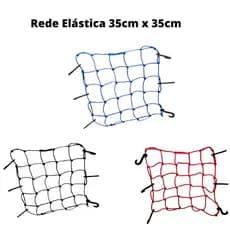 Rede Elastica Aranha 35x35 Moto Bagageiro Capacete vermelho