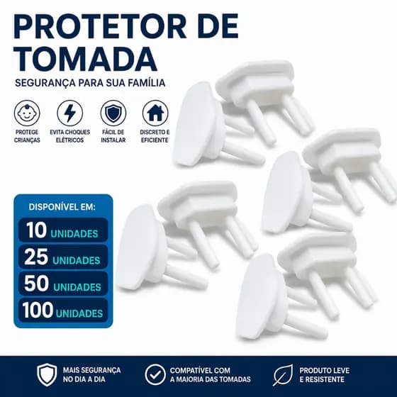 Protetores de tomada C/ 10 25 50 100 unidades