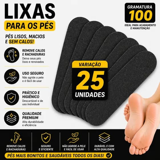 Lixa para Pés Refil Adesiva Descartável (Kit com 25 Unidades)