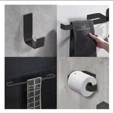 Kit Banheiro 4 Peças Preto Fosco Square Quadrado Aluminio