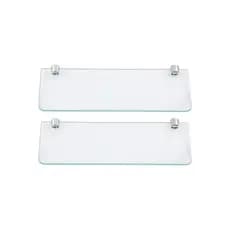 Kit 2 Prateleiras de Vidro Reto Incolor Organizador Para Box Banheiro