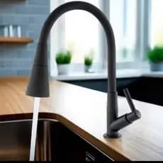 Torneira Bancada Cozinha Gourmet Preta Flexível 2 Jatos 1/4 De Volta Para Mesa Pia Bancada