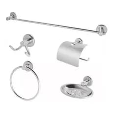 Kit Acessórios Banheiro Conjunto 5 Peças Aço Inox