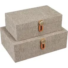 Kit 2 Caixa Organizadora Decorativa Home&Co Chenile Bege