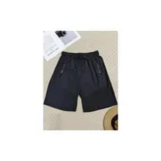 Shorts de fitness masculino de secagem rápida seda gelada com zíper /Cintura elástica