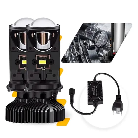 LED H4 PROJETOR LAMPADA DE LED PARA CARRO MOTO 72W 12V/24v ELIPTICO CANHÃO 2UN (O PAR) 6500K