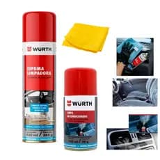 LIMPA AR CONDICIONADO AUTOMOTIVO (CARRO CARRO NOVO) + LIMPA ESTOFADO ESPUMA MÁGICA LIMPA TUDO 400ML KIT WURTH