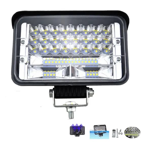 FAROL LED PARA CARRO  144W RETANGULAR DUPLO FOCO BIVOLT CAMINHÃO JEEP 4X4 MILHA AUXILIAR