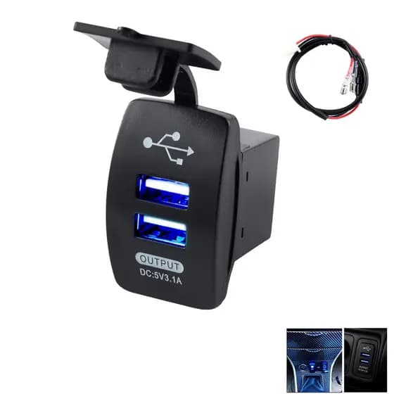 Tomada Usb Carregador Carro COMPATIVEL BOTÃO VW Embutido Duplo 12/24v Retangular