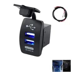 Tomada Usb Carregador Carro COMPATIVEL BOTÃO VW Embutido Duplo 12/24v Retangular