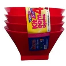 Kit 4 Tigela Pote Plástico Cumbuca Petiscos Sobremesa 500ml