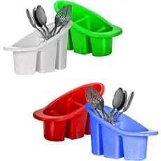 Porta Talher Escorredor Secador Plástico Oval 3 Divisórias