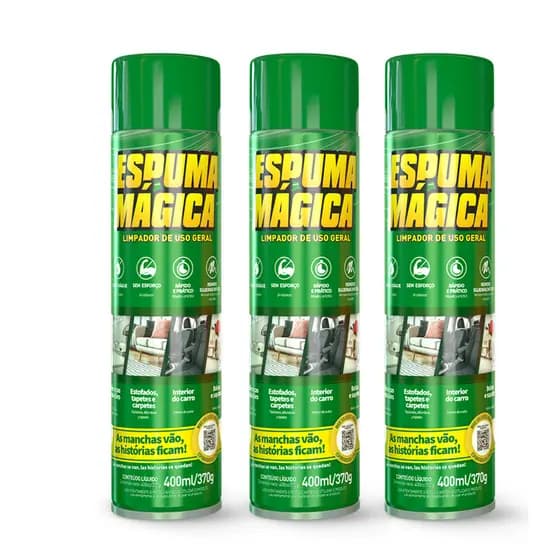 Kit 3 Espuma Mágica Limpador Geral Sofá Carro Proauto 400ml
