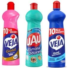 Kit Limpeza Veja UAU Completo Veja Multiuso Gold + Veja Flora + UAU Neutraliza Odores